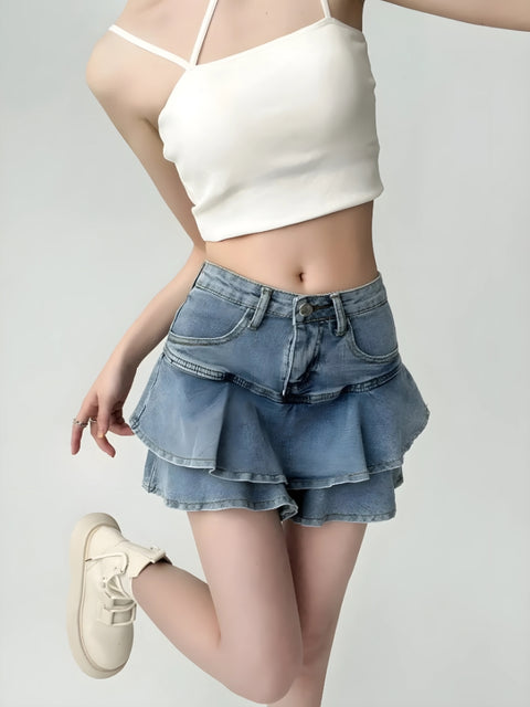 Y2K Denim Mini Skort