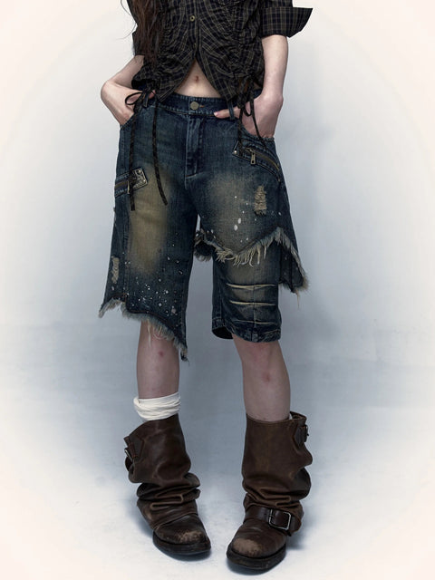 Y2K Distressed Denim Jorts