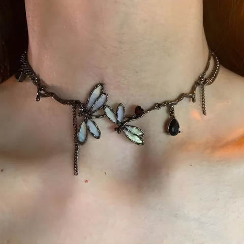 Y2K Dragonfly Choker Necklace