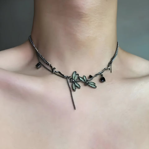 Y2K Dragonfly Choker Necklace