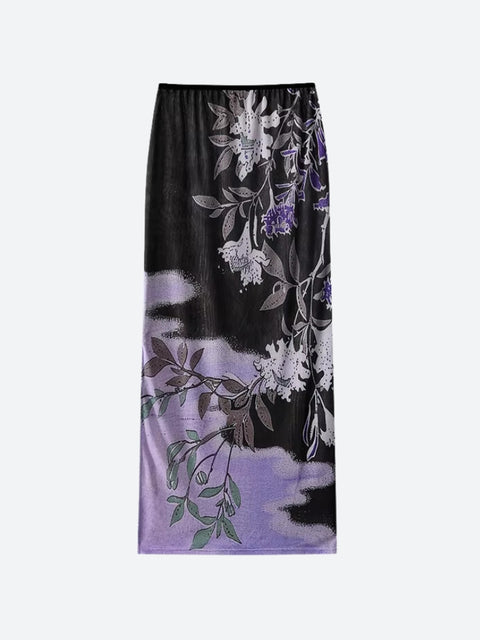 Y2K Fairy Floral Top & Maxi Skirt Two Piece Set