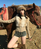 Y2K Faux Fur Cardigan