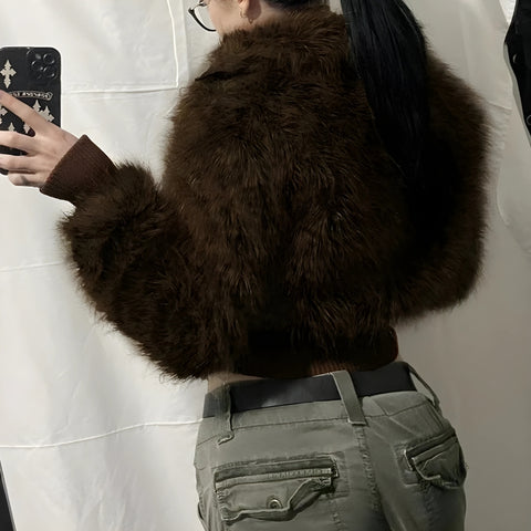 Y2K Faux Fur Crop Jacket