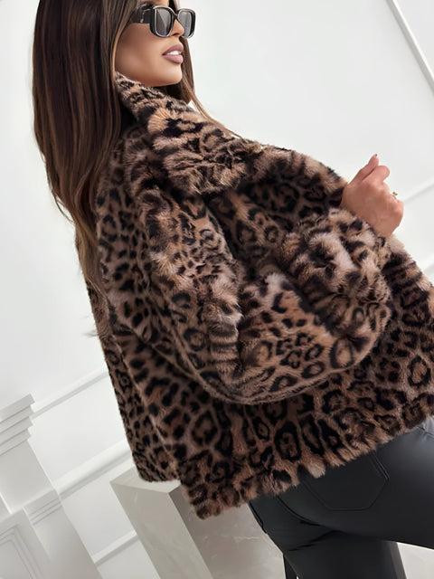 Y2K Faux Fur Leopard Jacket
