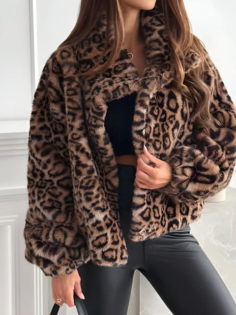 Y2K Faux Fur Leopard Jacket