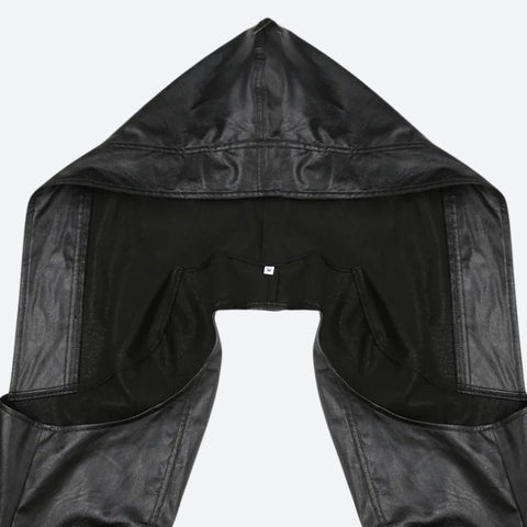 Y2K Faux Leather Hooded Super Crop Jacket