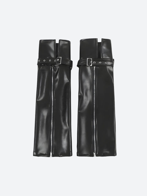 Y2K Faux Leather Zip-Up Leg Warmers