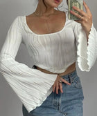 Y2K Flared Sleeve Crop Top