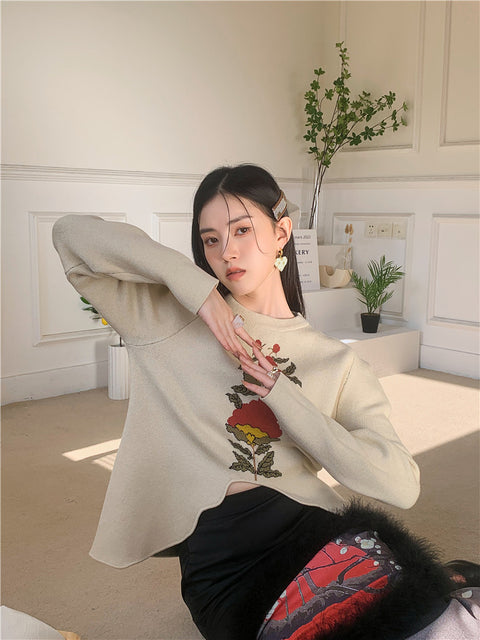 Y2K Floral Asymmetric Hem Top