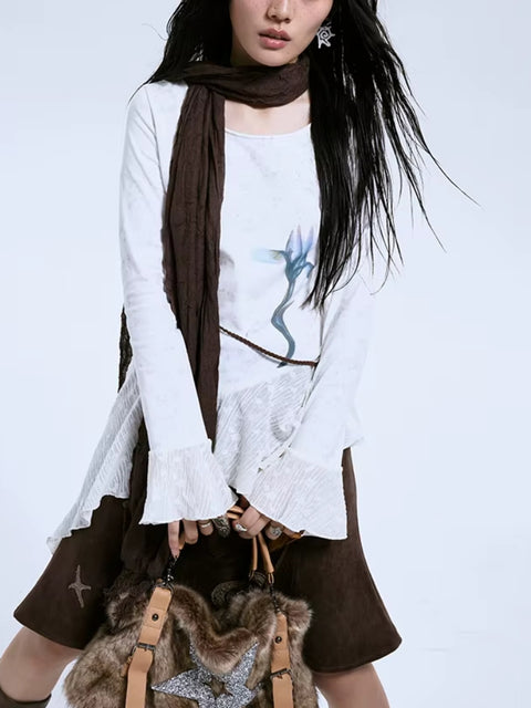 Y2K Floral Asymmetric Top