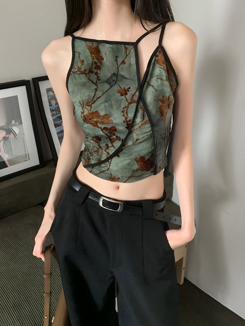 Y2K Floral Cut Out Top