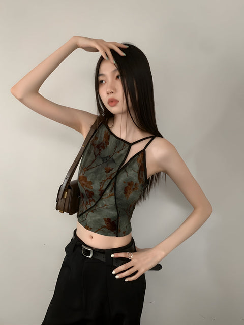 Y2K Floral Cut Out Top