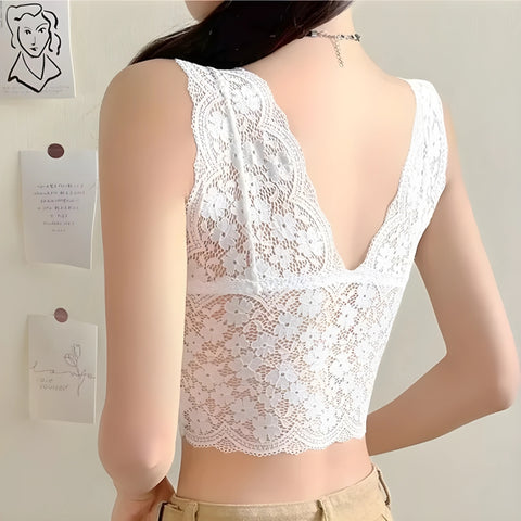 Y2K Floral Lace Bralette Top