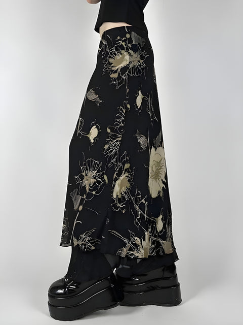 Y2K Floral Midi Skirt
