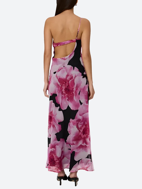 Y2K Floral One Shoulder Maxi Dress