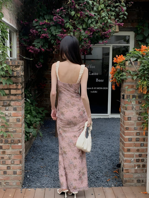 Y2K Floral Pink Maxi Dress