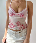 Y2K Floral Sheer Top