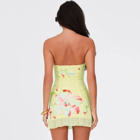 Y2K Floral Strapless Mini Dress