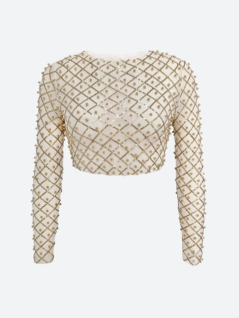 Y2K Glitter Sheer Crop Top