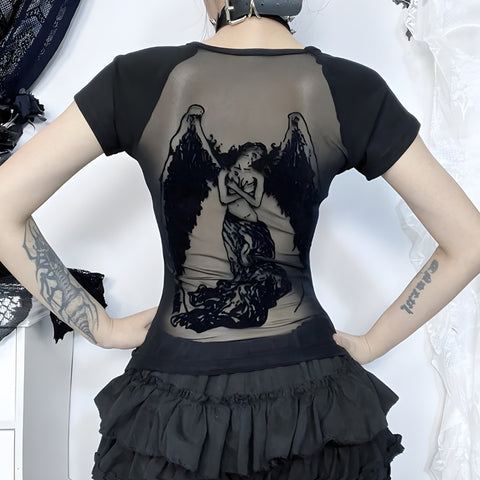 Y2K Goth Angel Back Top