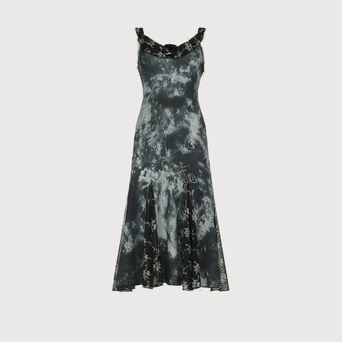 Y2K Goth Asymmetrical Midi Dress