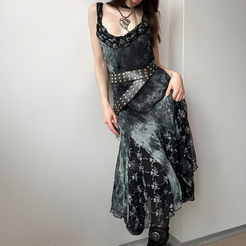 Y2K Goth Asymmetrical Midi Dress