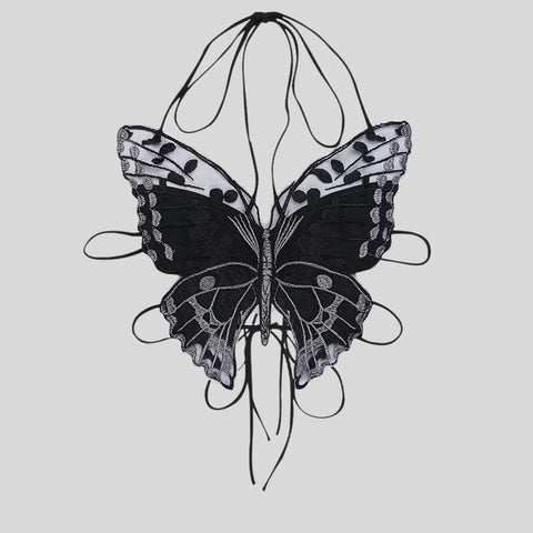 Y2K Goth Butterfly Crop Top