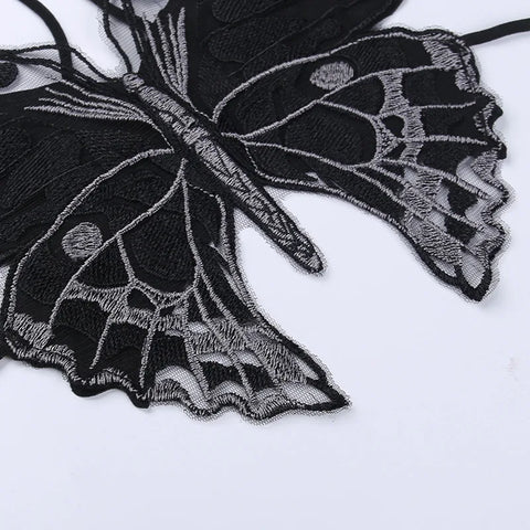 Y2K Goth Butterfly Crop Top