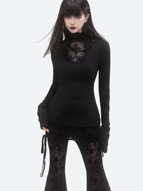 Y2K Goth Cross Cut Out Top