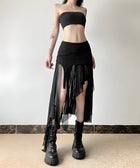 Y2K Goth Mesh Midi Skirt
