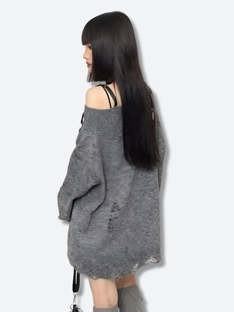 Y2K Goth Off Shoulder Sweater