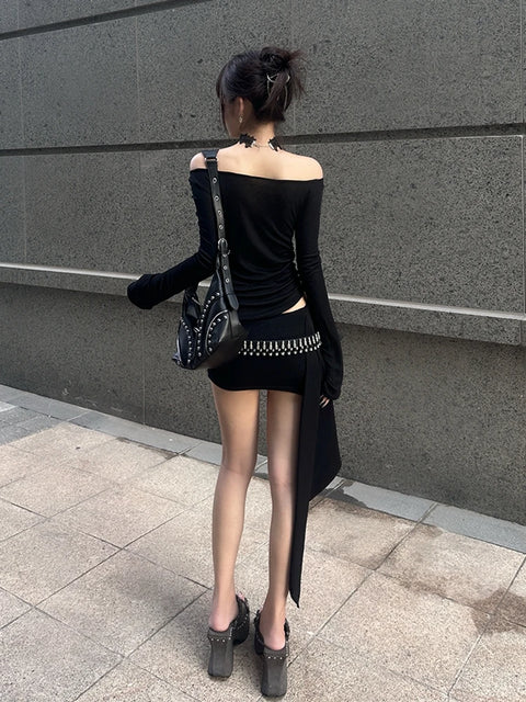 Y2K Goth Off Shoulder Top