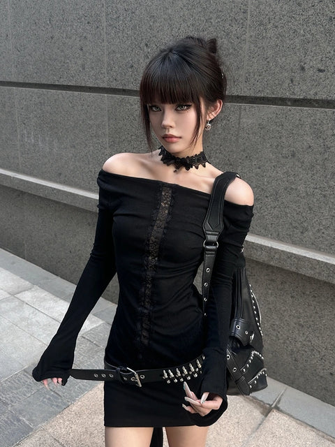 Y2K Goth Off Shoulder Top