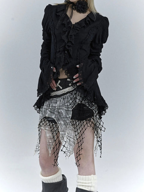 Y2K Goth Ruffled Blouse