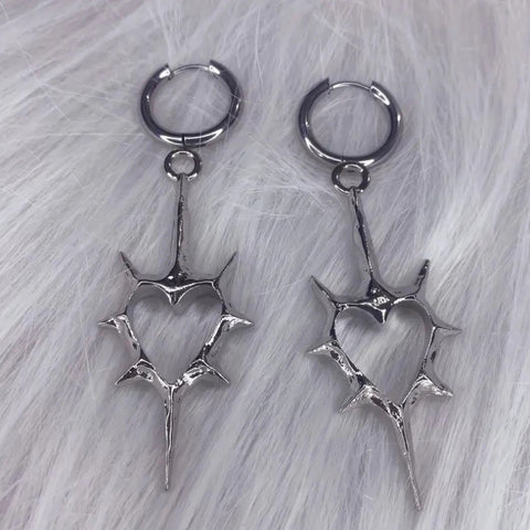 Y2K Goth Spiked Heart Earrings