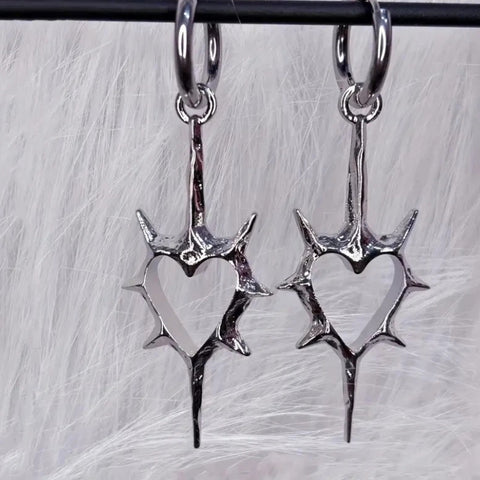 Y2K Goth Spiked Heart Earrings
