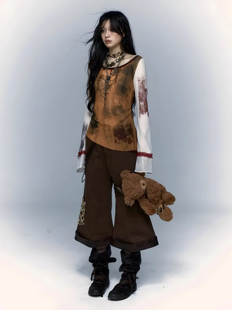 Y2K Gothic Cross Mesh Top