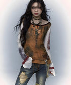 Y2K Gothic Cross Mesh Top