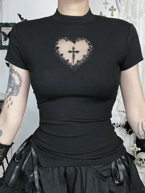 Y2K Gothic Heart Top