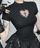 Y2K Gothic Heart Top