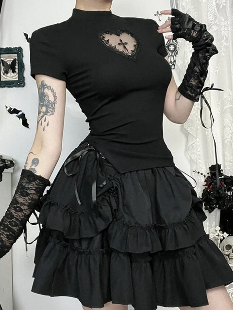 Y2K Gothic Heart Top