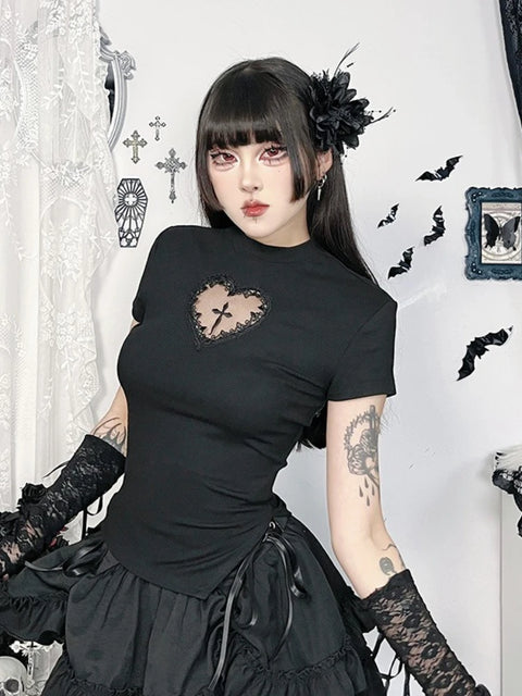 Y2K Gothic Heart Top