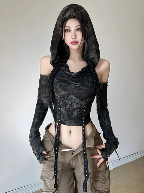 Y2K Gothic Hooded Top