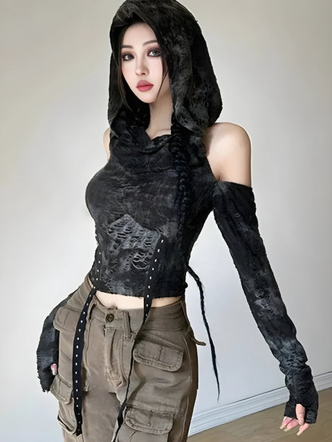 Y2K Gothic Hooded Top