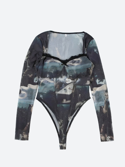 Y2K Gothic Mesh Bodysuit