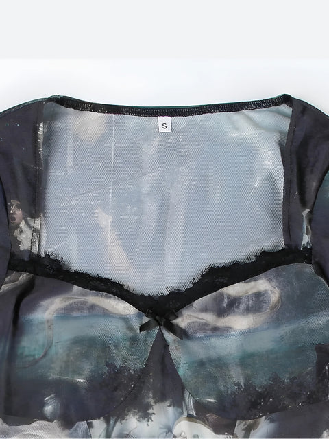 Y2K Gothic Mesh Bodysuit