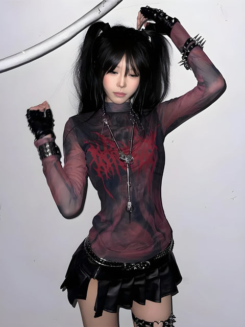 Y2K Gothic Mesh Top