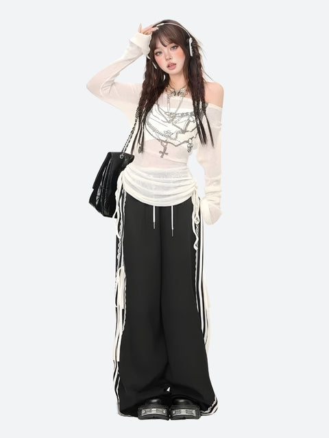 Y2K Gothic Off-Shoulder Top