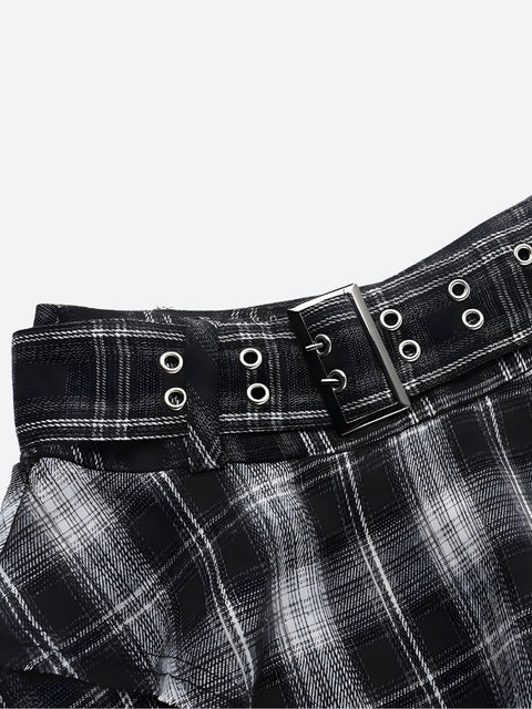 Y2K Gothic Plaid Asymmetrical Skirt