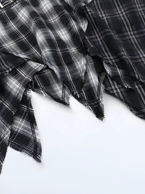 Y2K Gothic Plaid Asymmetrical Skirt